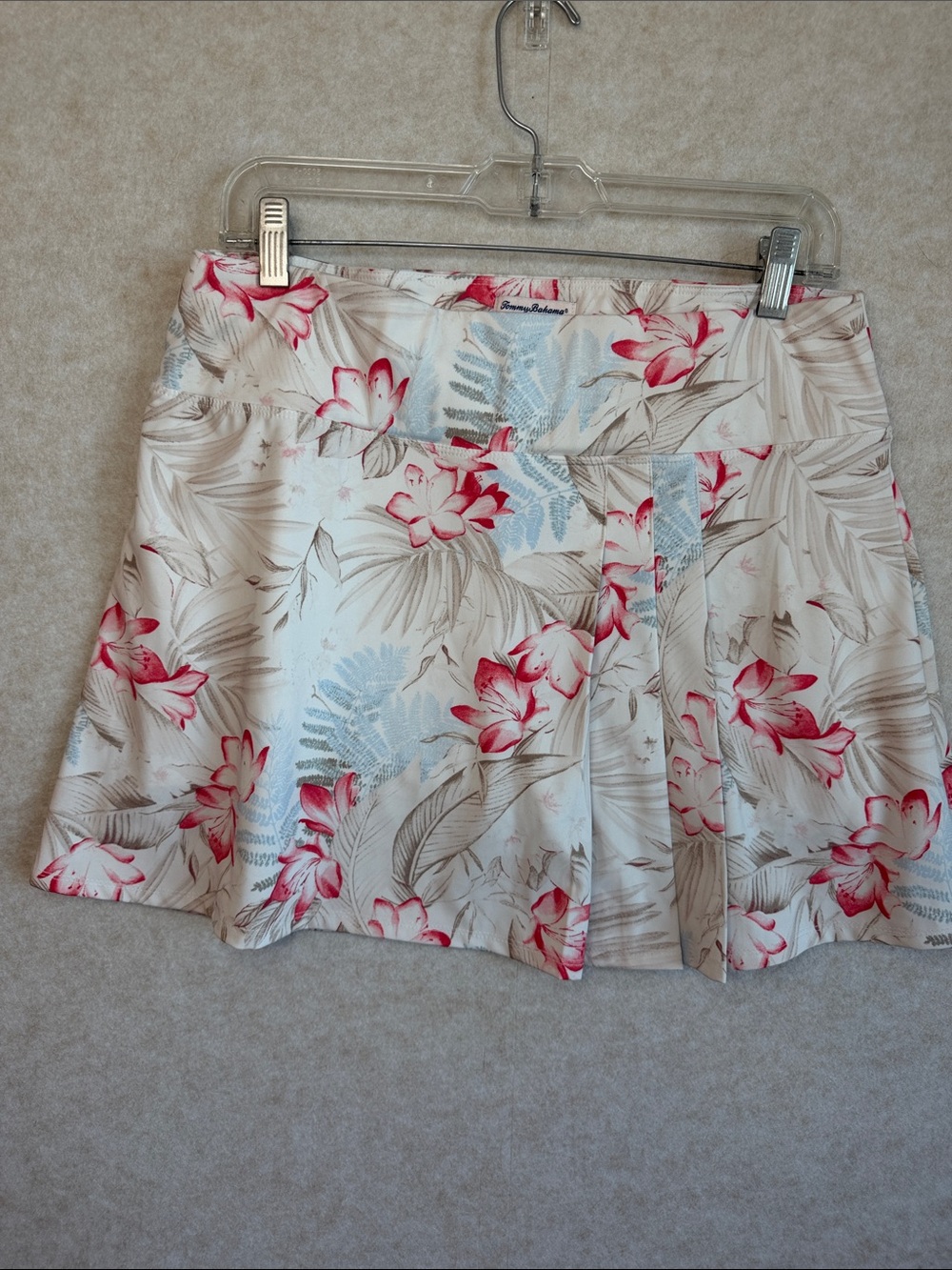 Tommy Bahama large Cream Skort Coral Floral multi active skirt shorts Hawaiian - Picture 2 of 8